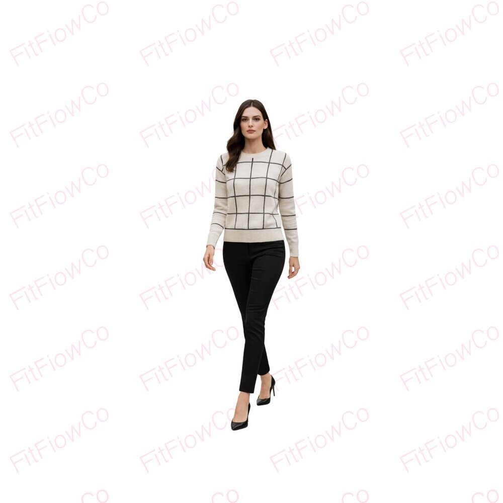 🤍 LOFT by Ann Taylor Windowpane Grid Sweater  Size M EUC
